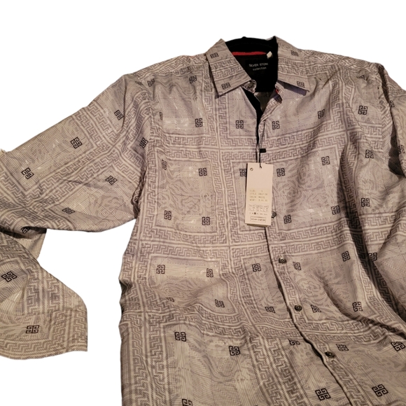 $169 Silver Stone Collection Men's Lg.Geometric Print Modern Fit Button-Up NWT - Picture 5 of 16